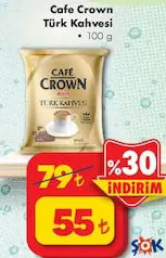 CAFE CROWN TÜRK KAHVESİ 100 G fiyat ve kampanya bilgisi
